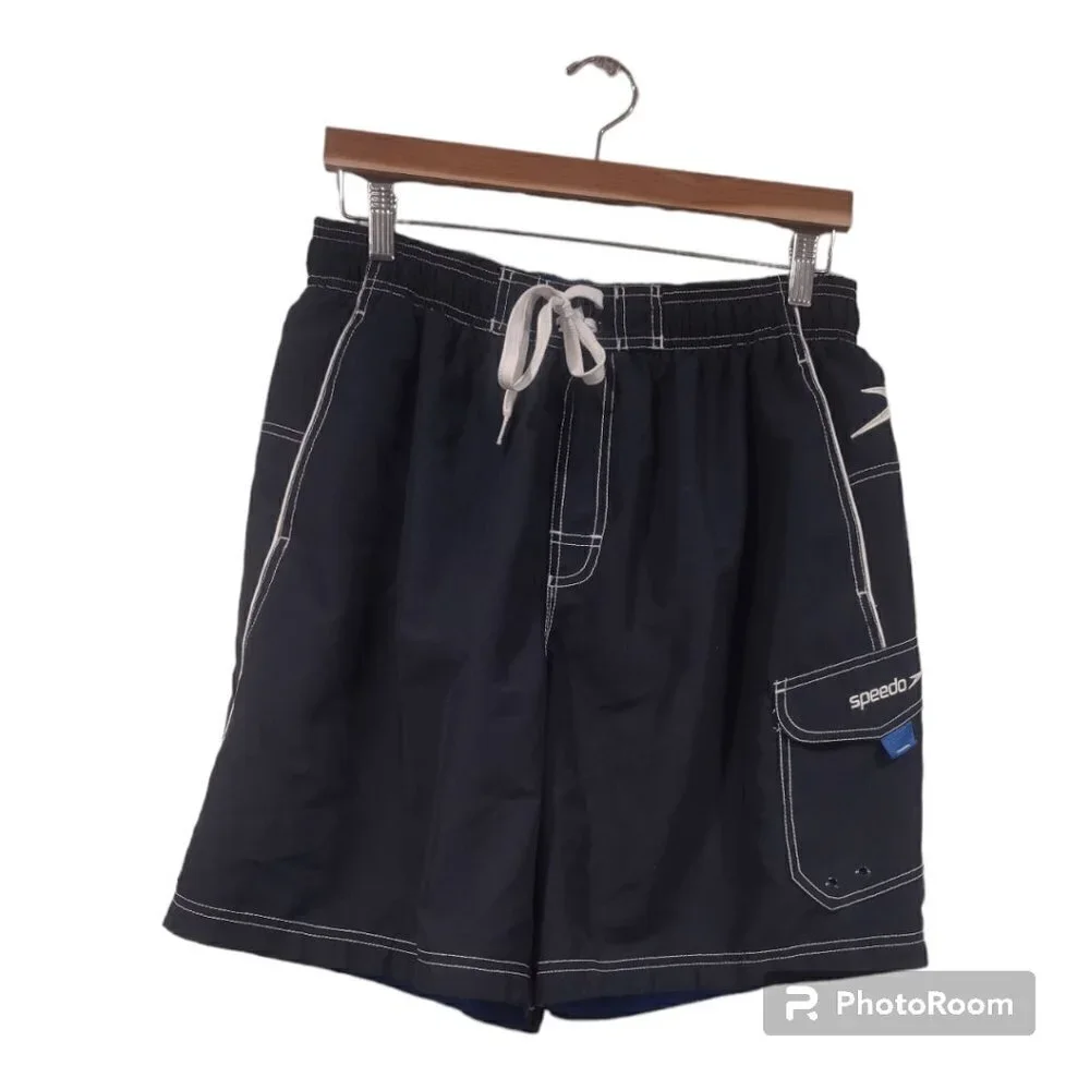 Men's Speedo Navy Blue Board Shorts Size Large - Picture 1 of 7